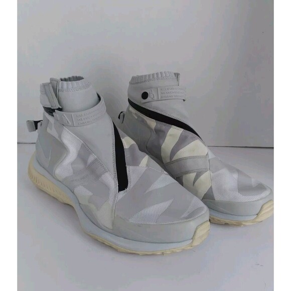 Modern High-Top Sneakers Geometric Pattern Athletic Urban‎ Streetwear Grey White main image 4